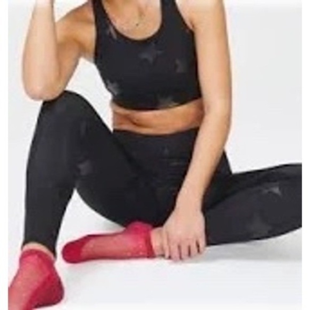 Terez NEW Womens Black Foil Star High Waist Leggings XL Athleisure Celestial